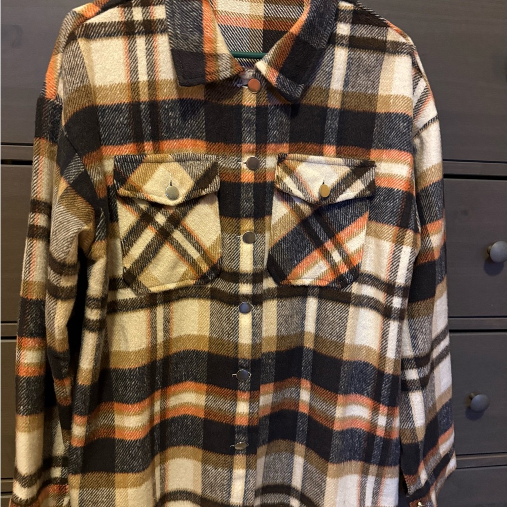 Plaid Button-Up Shirt Jacket